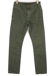 NUDIE JEANS Olive Khaki Men's Trousers W30/L34 Organic Crisp Cotton Button Fly