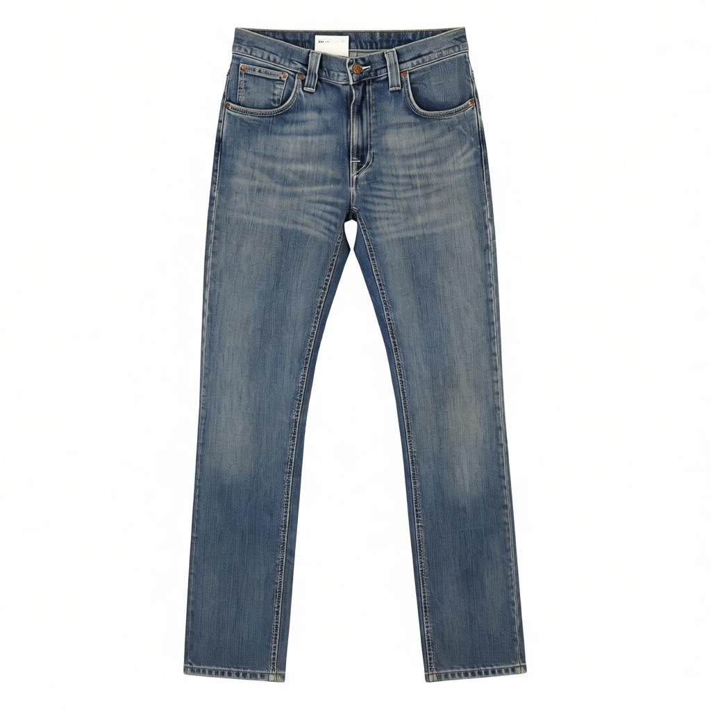 NUDIE JEANS Slim Jim Men's Jeans W30/L34 Eco Wash Organic Blue Zipper Denim