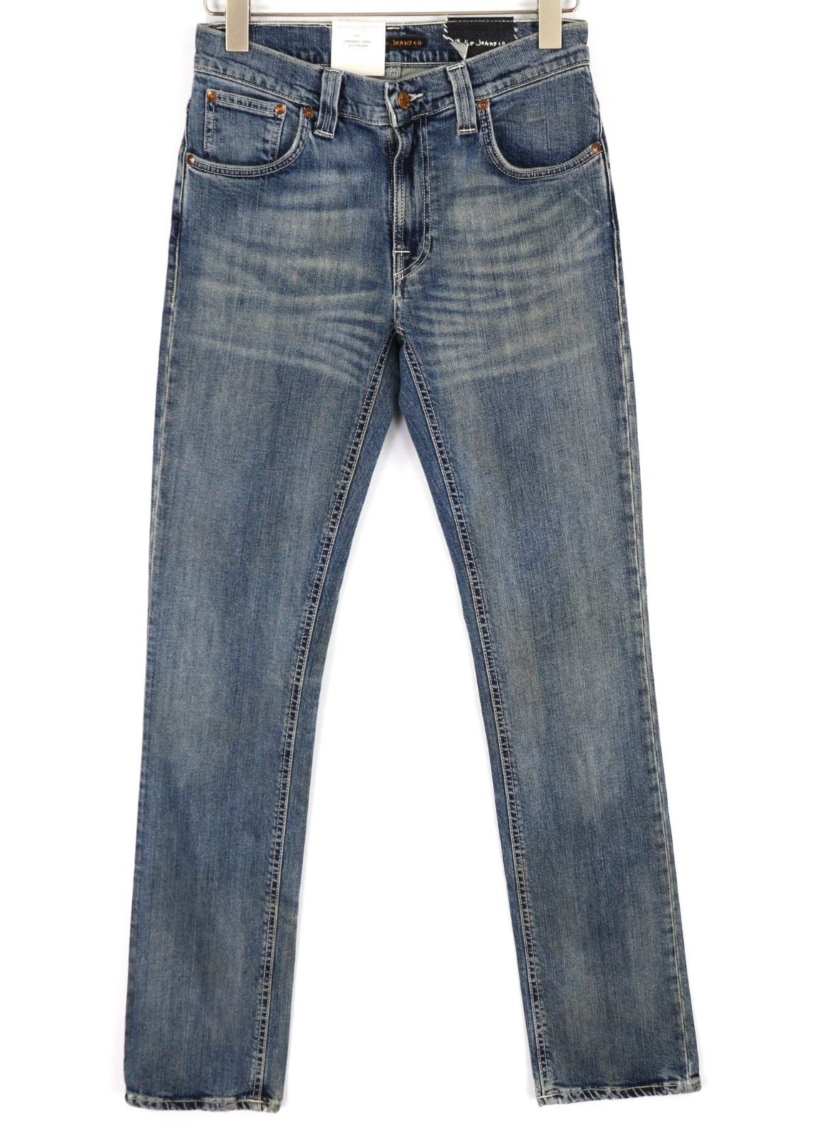 NUDIE JEANS Slim Jim Men's Jeans W30/L34 Eco Wash Organic Blue Zipper Denim