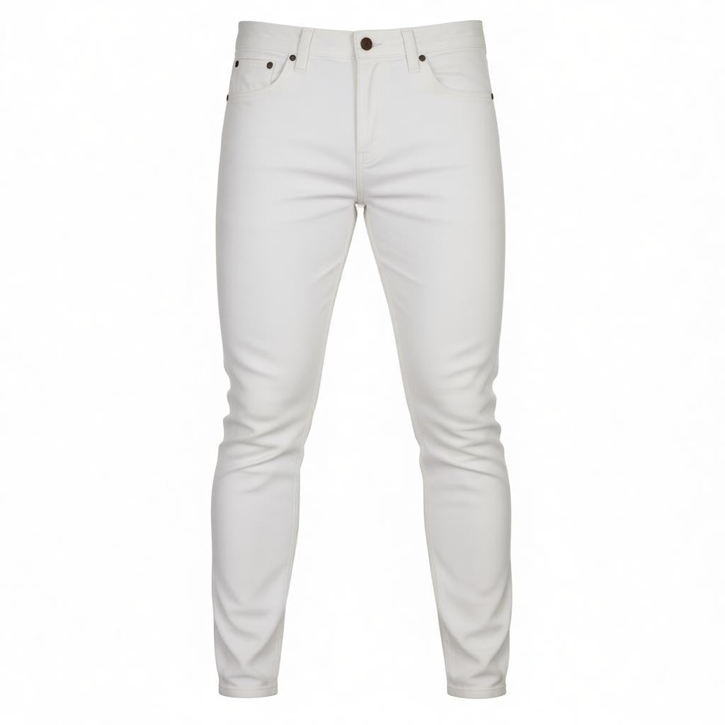 NUDIE JEANS Skinny Lin Men's Jeans W29/L32 Blazing White Denim Zip Logo Finish