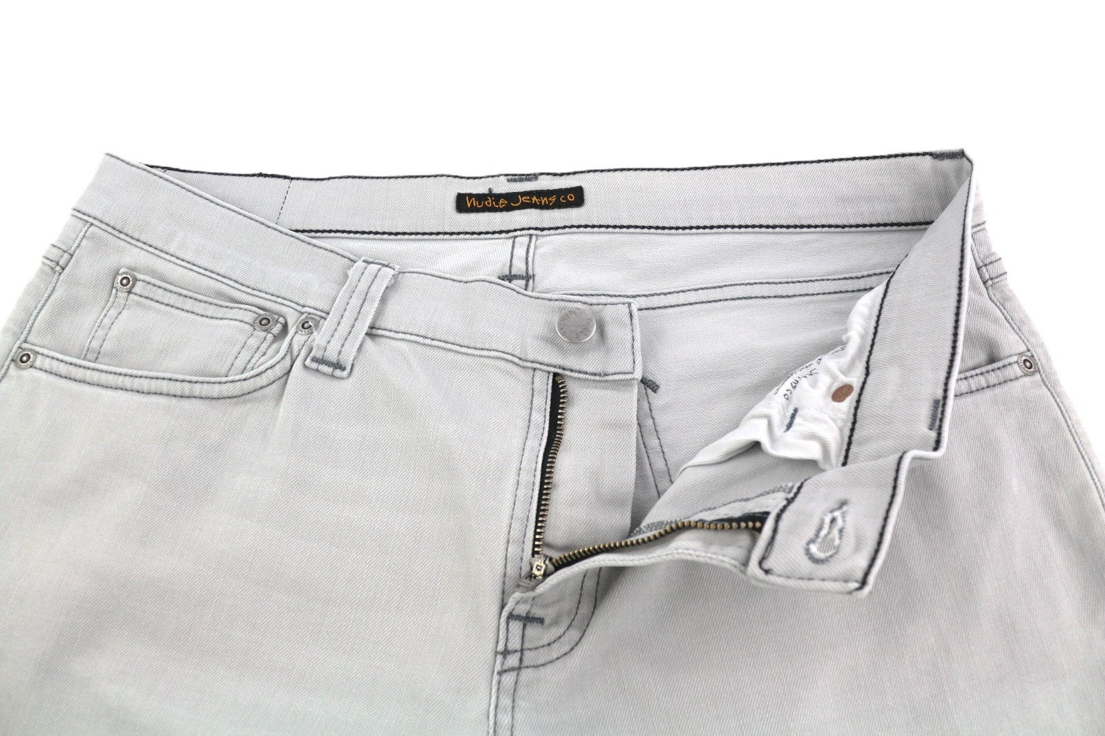 NUDIE JEANS Tight Long John Men's Jeans W34/L34 Cool Grey Slim Organic Light