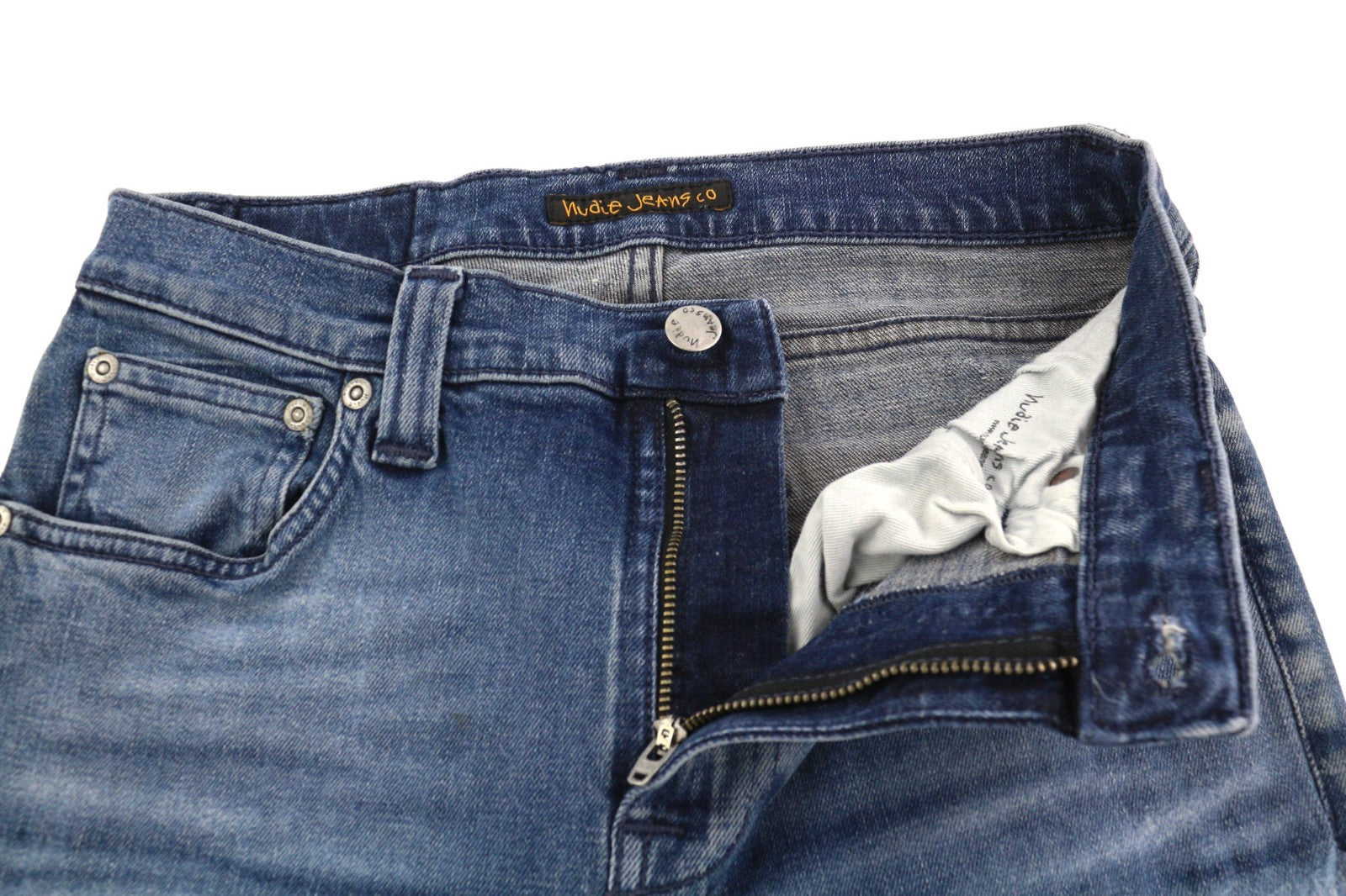 NUDIE JEANS High Kai Men's Jeans W28/L32 Navy Falls Organic Washed Blue Denim