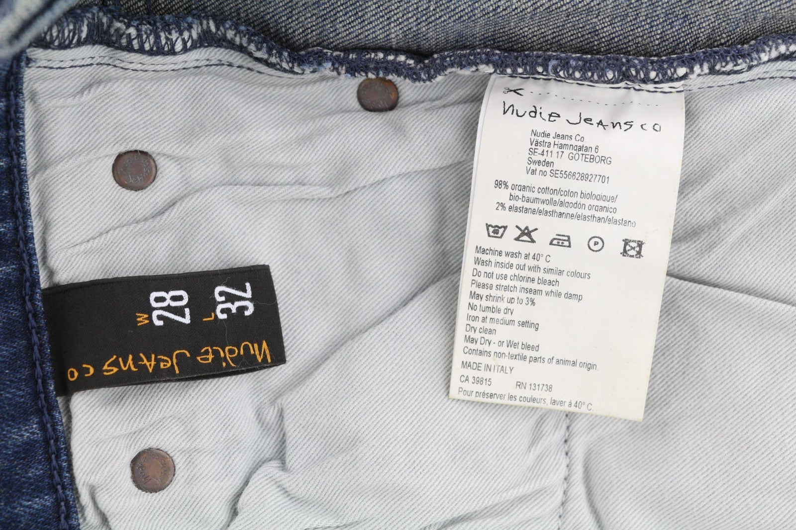 NUDIE JEANS High Kai Men's Jeans W28/L32 Navy Falls Organic Washed Blue Denim