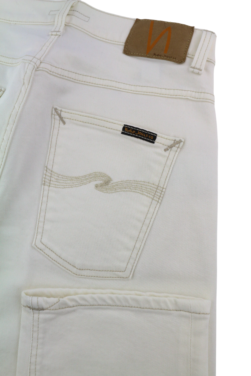 NUDIE JEANS Sleepy Sixten Men's Jeans W28/L30 Ecru Button Fly Straight Denim