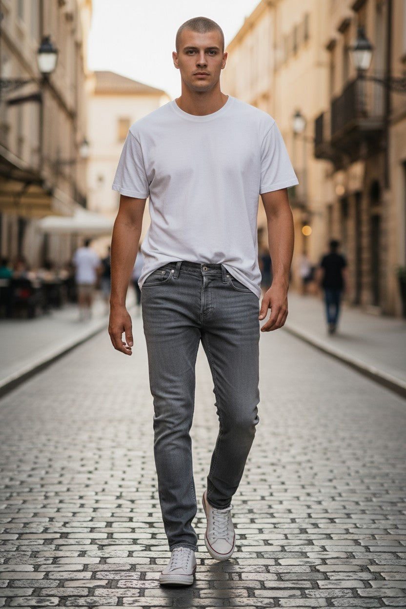 NUDIE JEANS Tight Long John Men's Jeans W32/L32 Charcoal Organic Slim Washed