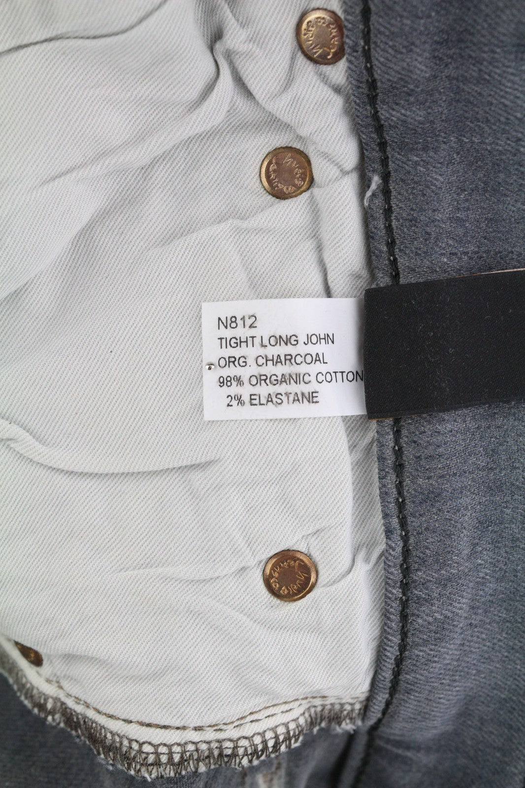 NUDIE JEANS Tight Long John Men's Jeans W32/L32 Charcoal Organic Slim Leg Wash