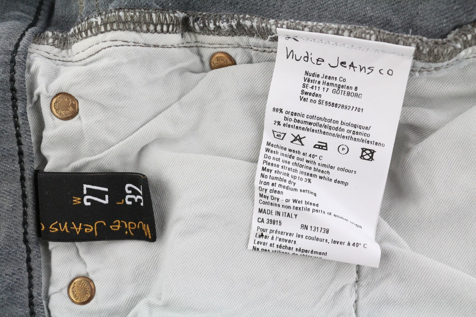 NUDIE JEANS Tight Long John Women's Jeans W27/L32 Charcoal Organic Slim Leg