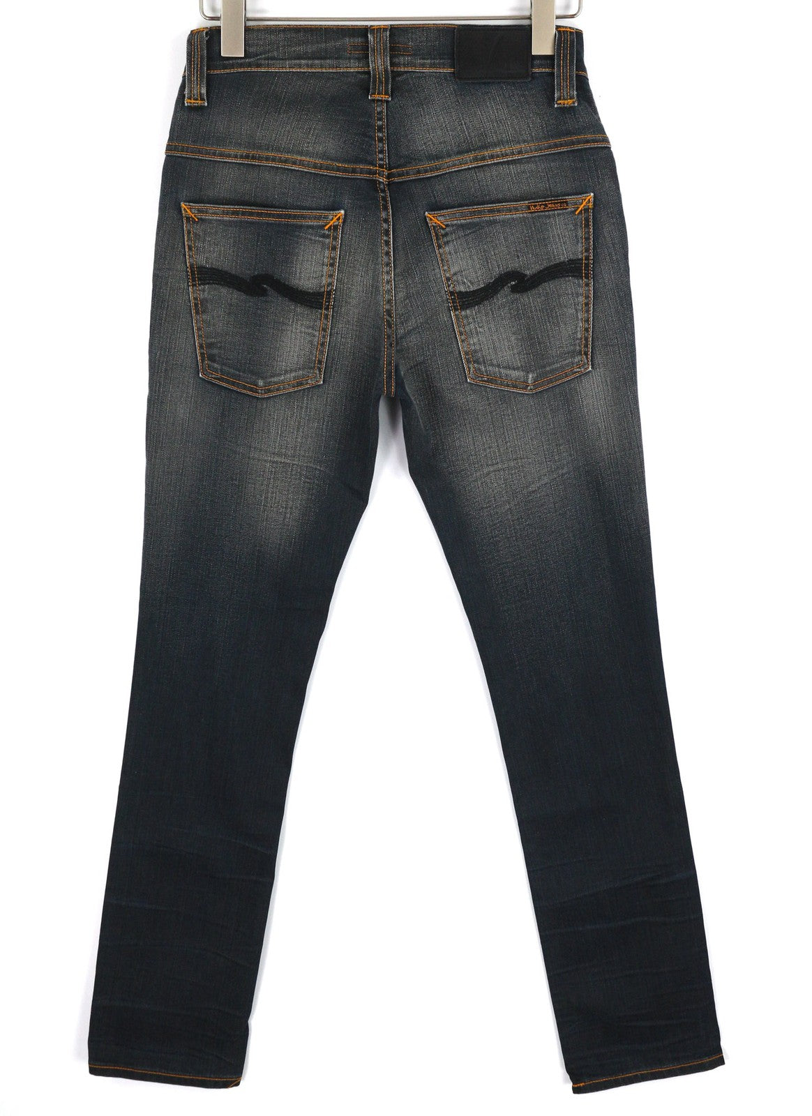 NUDIE JEANS Thin Finn Men's Jeans W31/L32 Grey Authent Washed Dark Zip Denim