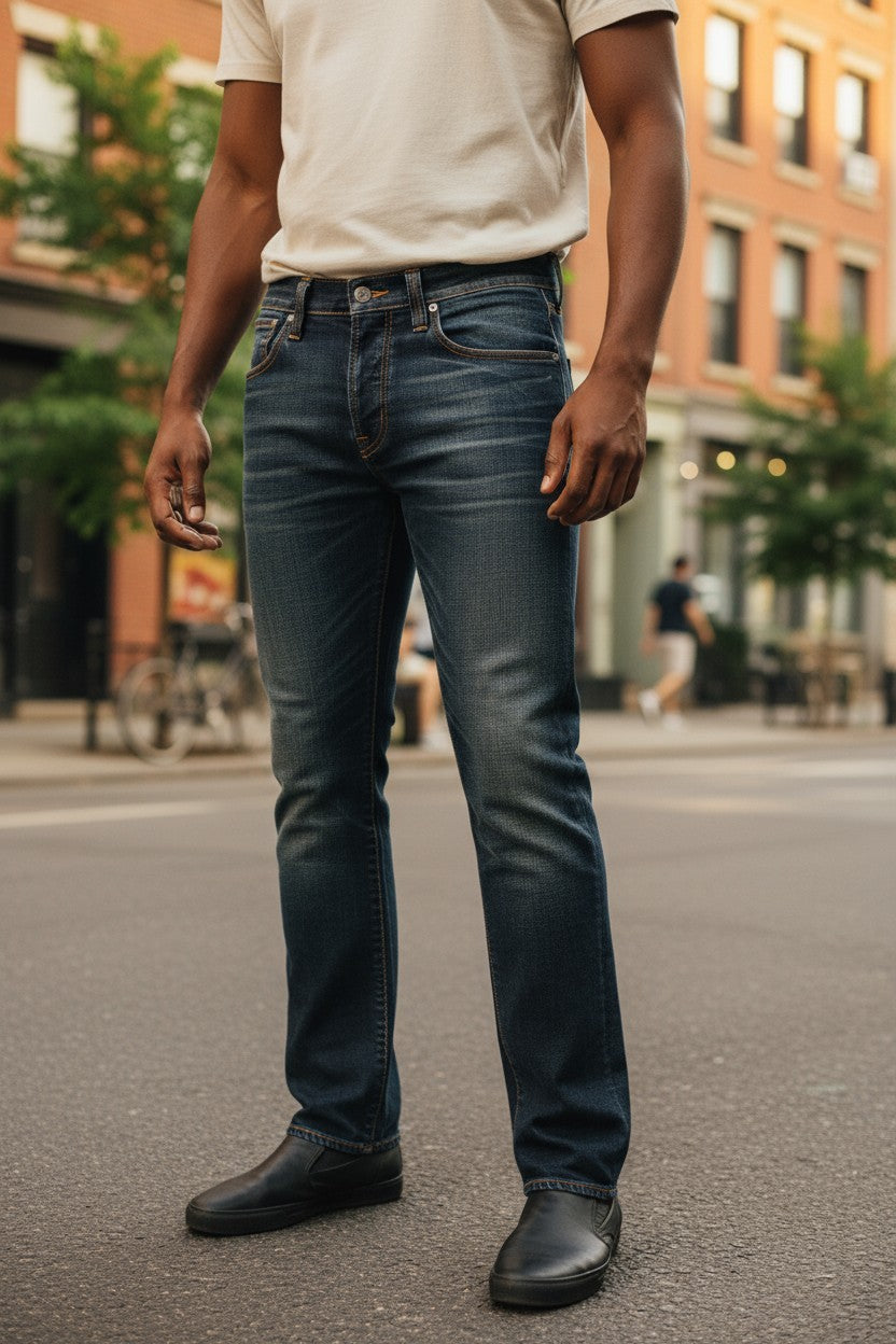 NUDIE JEANS Thin Finn Men's Jeans W31/L32 Grey Authent Washed Dark Zip Denim