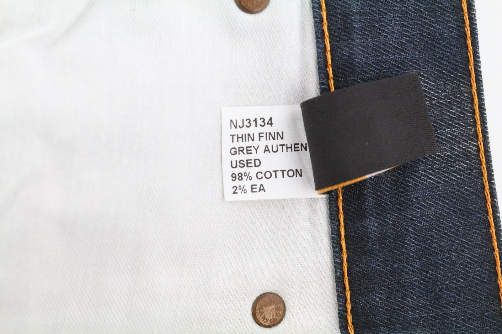 NUDIE JEANS Thin Finn Men's Jeans W32/L32 Grey Authent Dark Denim Zip Finish