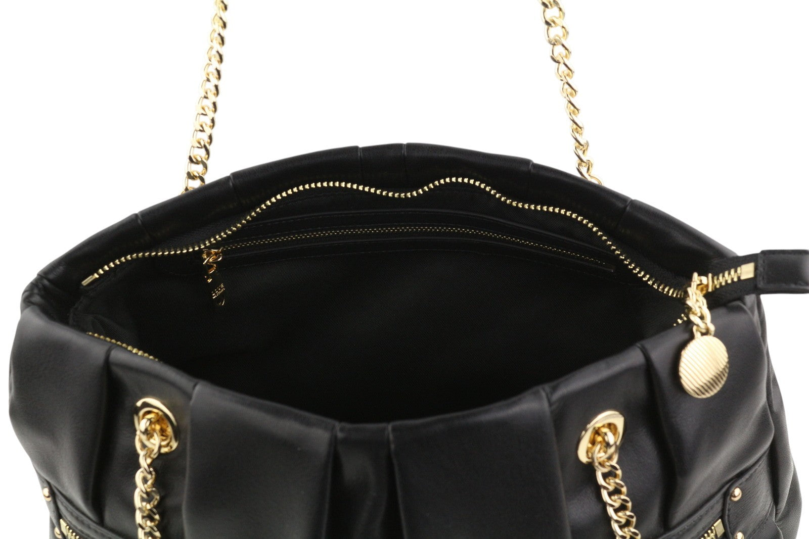 LOVE MOSCHINO Borsa PU Grs Nero Women Bag OS Gold Tone Double Handles RRP219