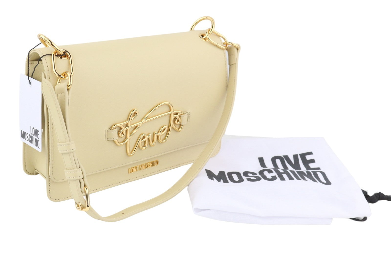 LOVE MOSCHINO Borsa PU Soul Women Bag OS Beige Gold Tone Detail Crossbody RRP210