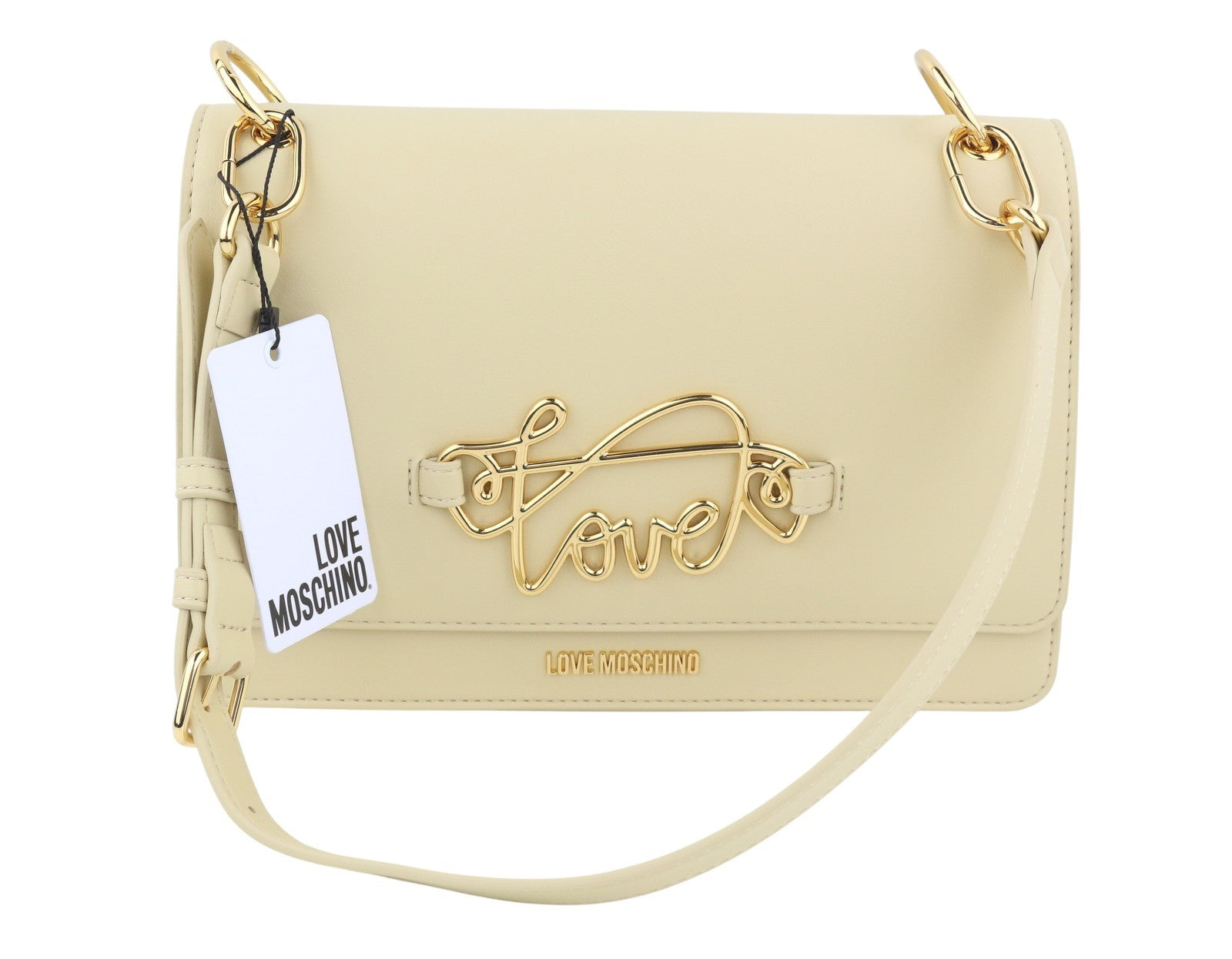 LOVE MOSCHINO Borsa PU Soul Women Bag OS Beige Gold Tone Detail Crossbody RRP210