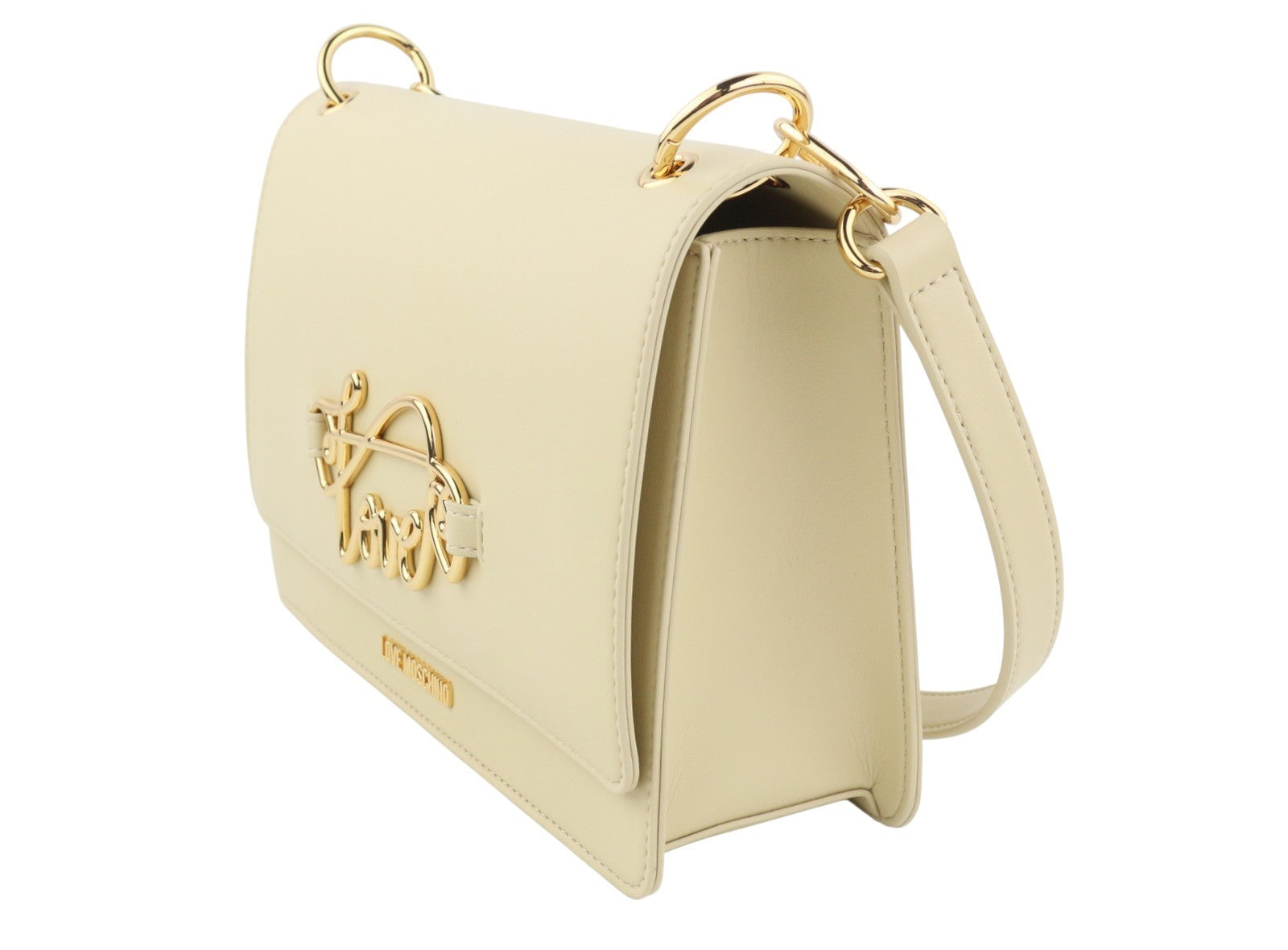 LOVE MOSCHINO Borsa PU Soul Women Bag OS Beige Gold Tone Detail Crossbody RRP210