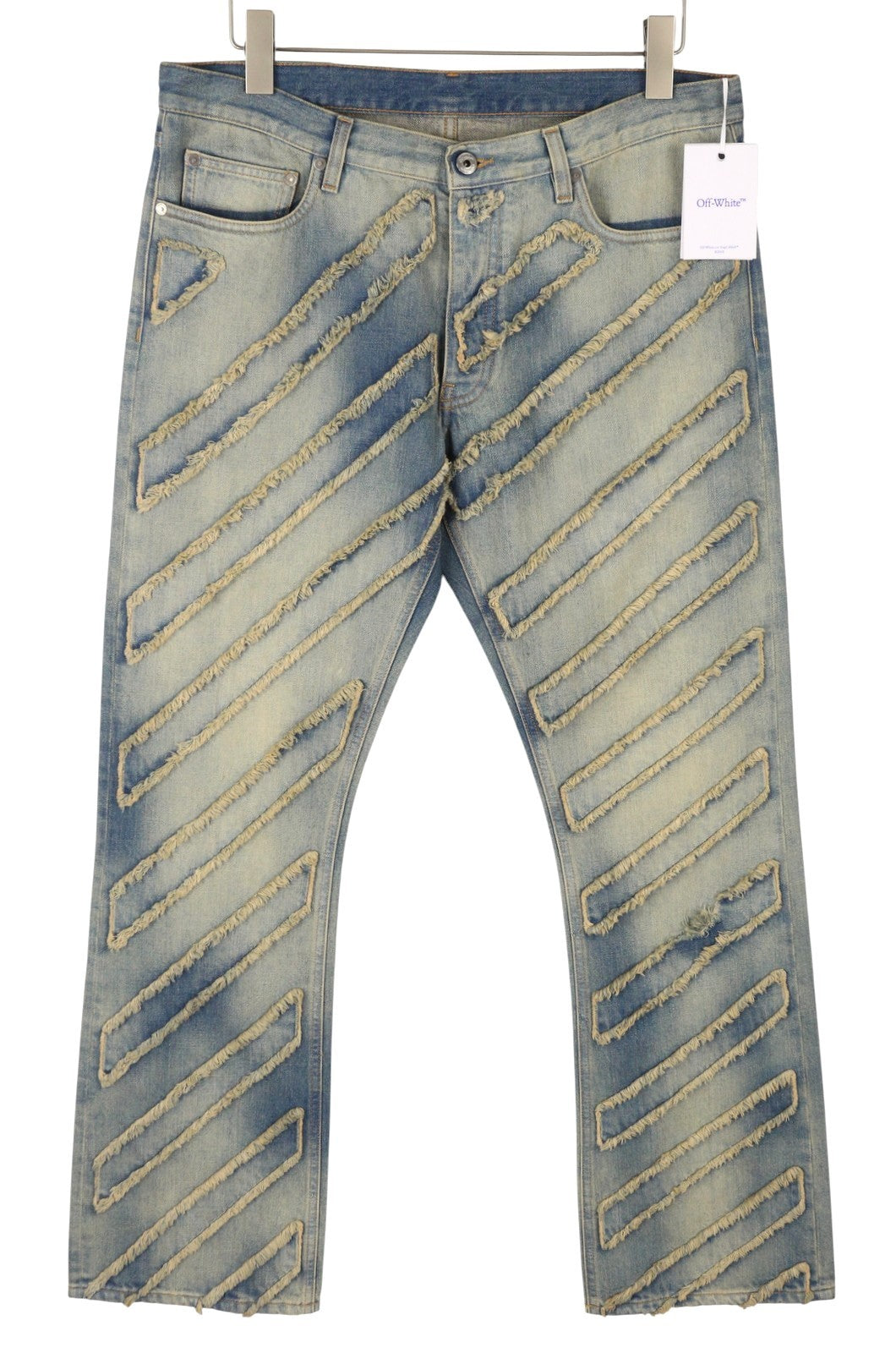 OFF-WHITE c/o VIRGIL ABLOH Diag Ao Skinny Flare Men Jeans W34 Distress RRP795
