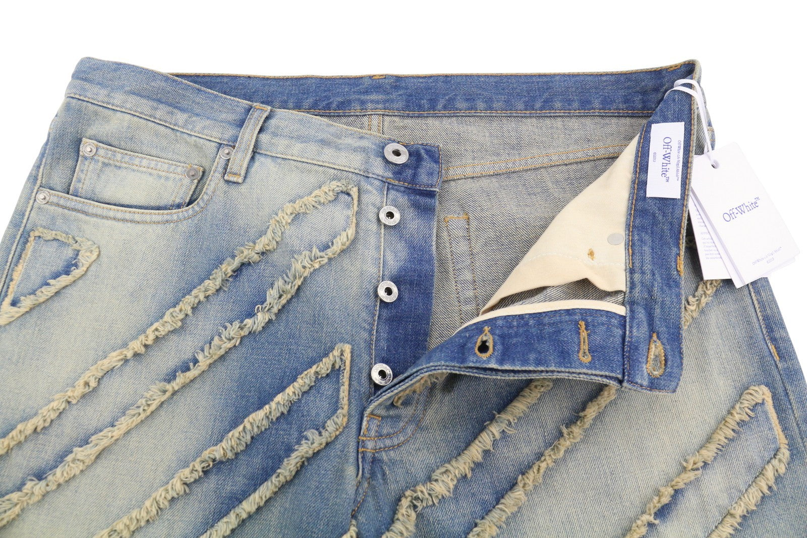 OFF-WHITE c/o VIRGIL ABLOH Diag Ao Skinny Flare Men Jeans W34 Distress RRP795