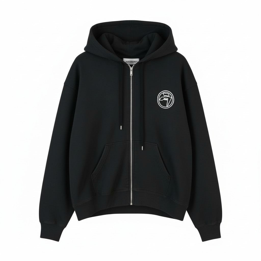 AMBUSH Men Hoodie XL Black Logo Embroidered Organic Oversized Full Zip RRP815