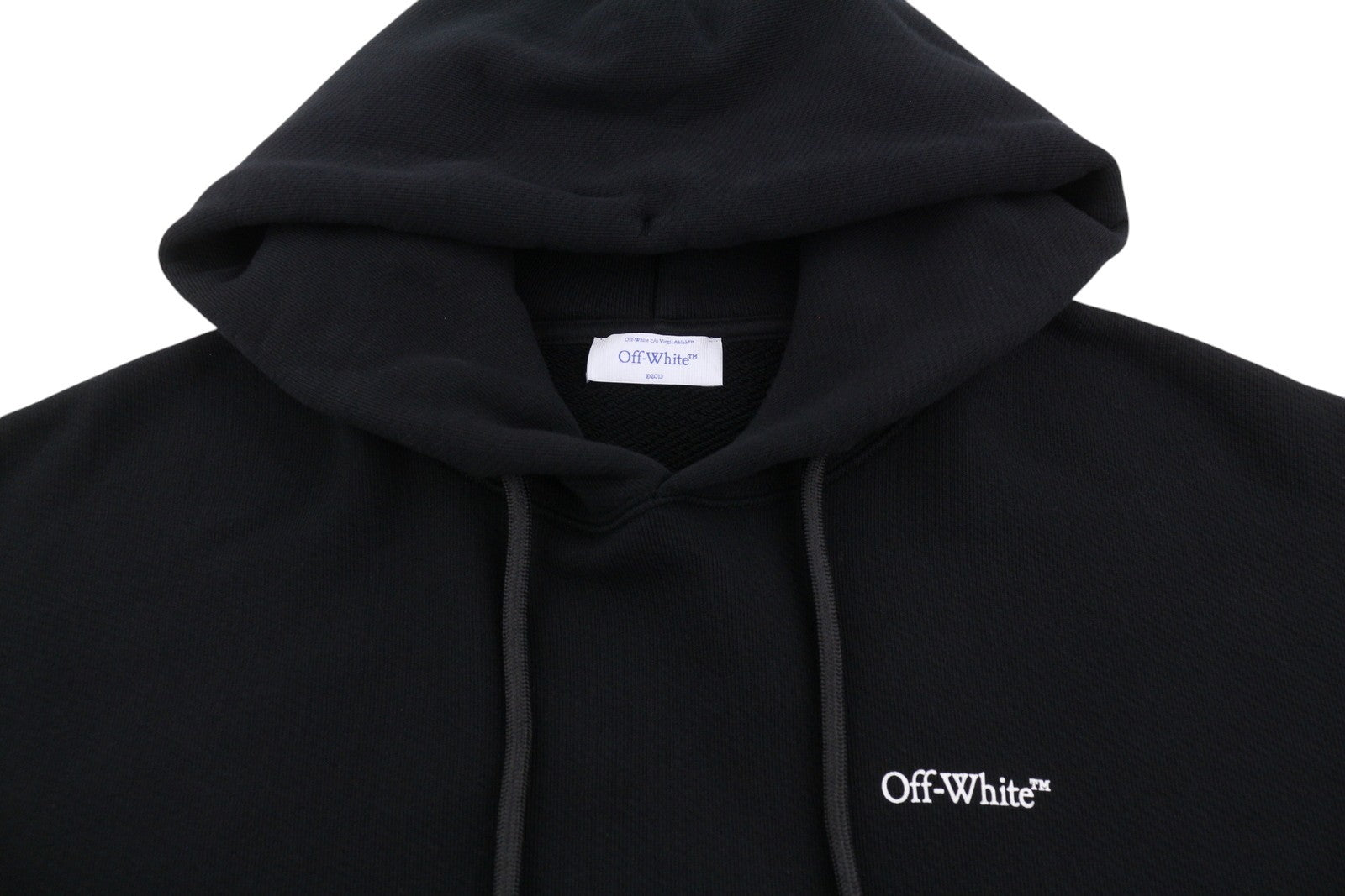 OFF-WHITE Men Hoodie L Black Kangaroo Pocket Logo Print Oversized RRP765