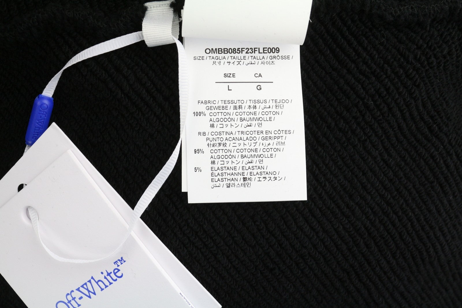 OFF-WHITE Men Hoodie L Black Kangaroo Pocket Logo Print Oversized RRP765