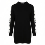 CHIARA FERRAGNI Logomania Tape Women Dress M Black Wool Blend Knit Logo RRP297