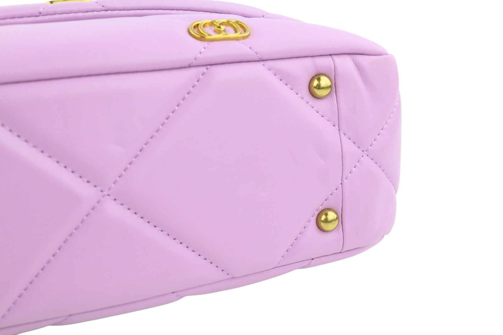 LA CARRIE Stich&Spun Logos Women Bag OS Purple Leather Quilted Crossbody