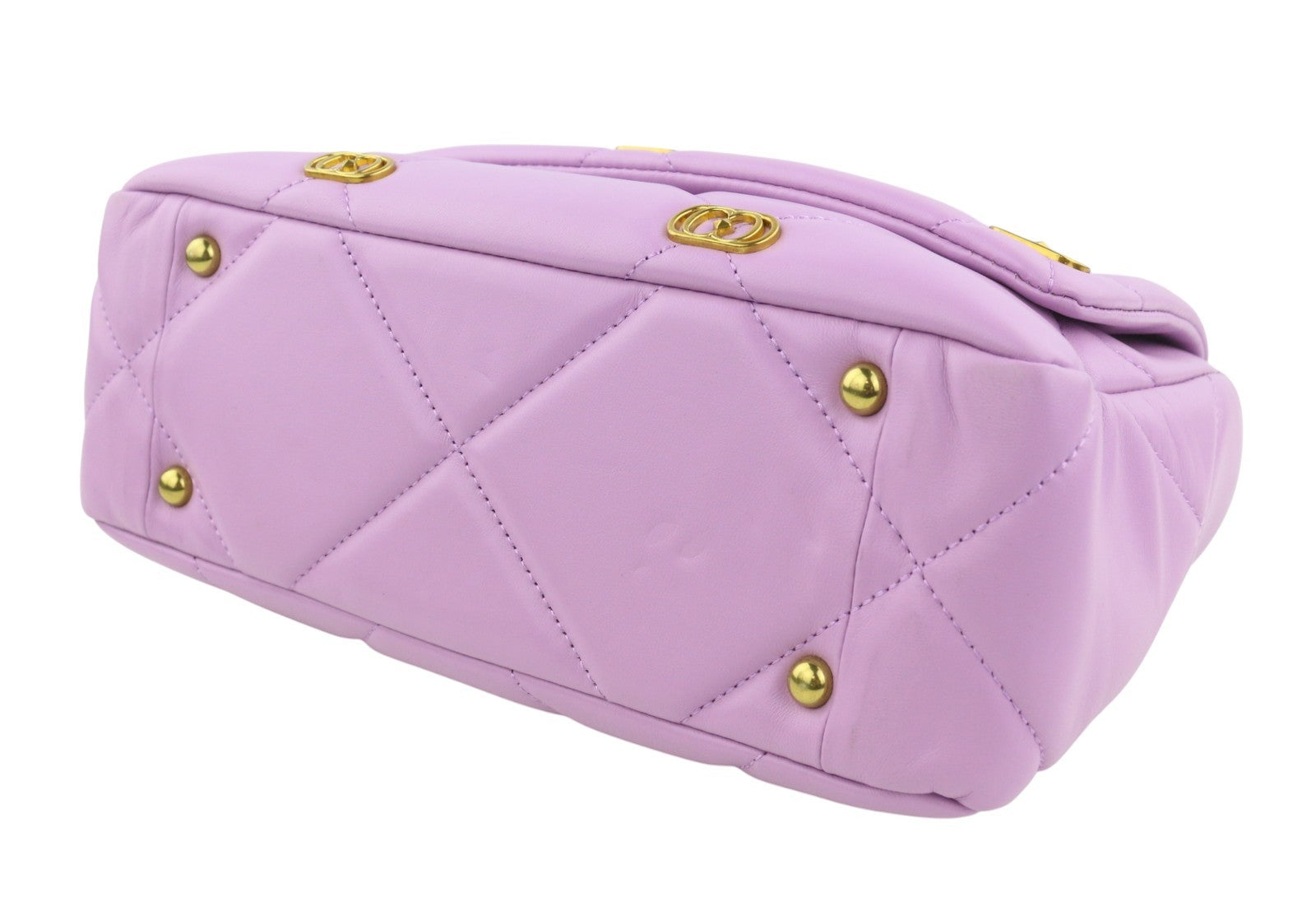 LA CARRIE Stich&Spun Logos Women Bag OS Purple Leather Quilted Crossbody