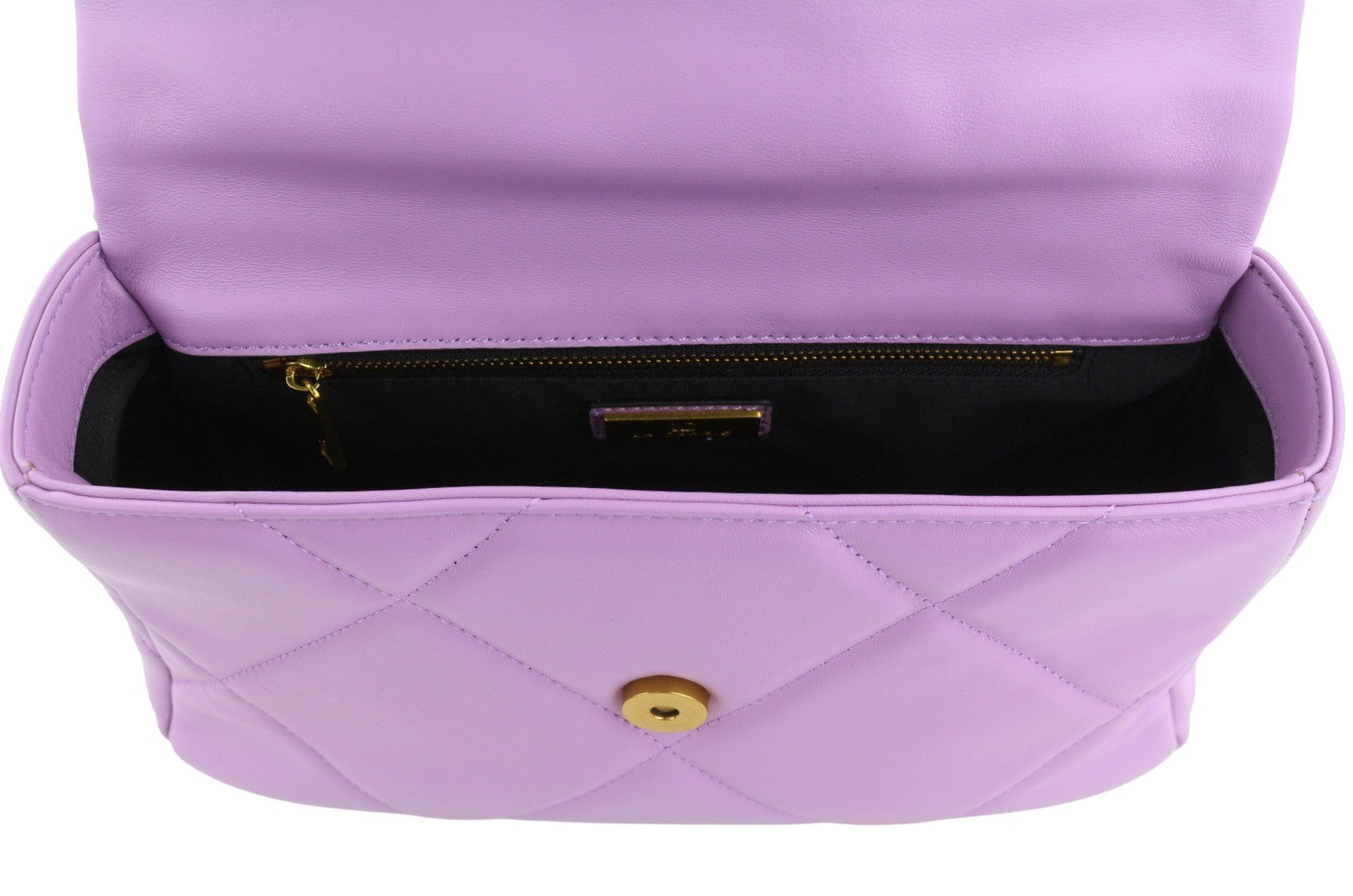 LA CARRIE Stich&Spun Logos Women Bag OS Purple Leather Quilted Crossbody