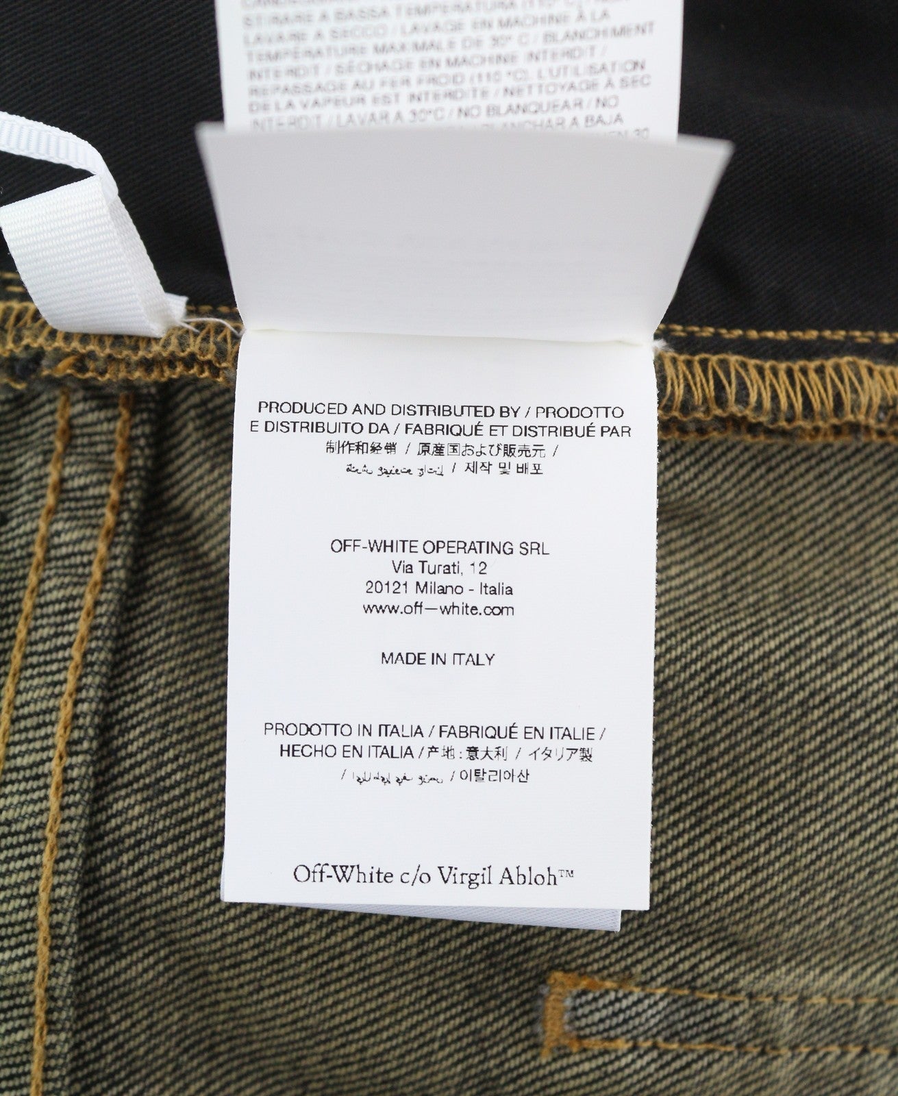 OFF-WHITE Men Jeans W34 Black Distress Faded Button Fly Regular Fit AW25