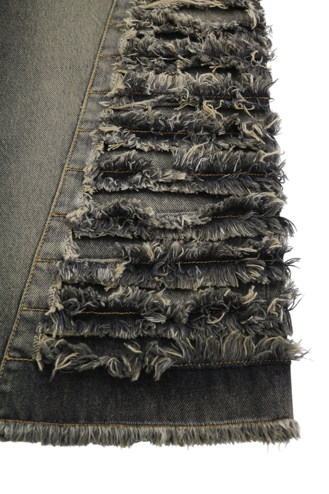 OFF-WHITE Men Jeans W34 Black Distress Faded Button Fly Regular Fit AW25