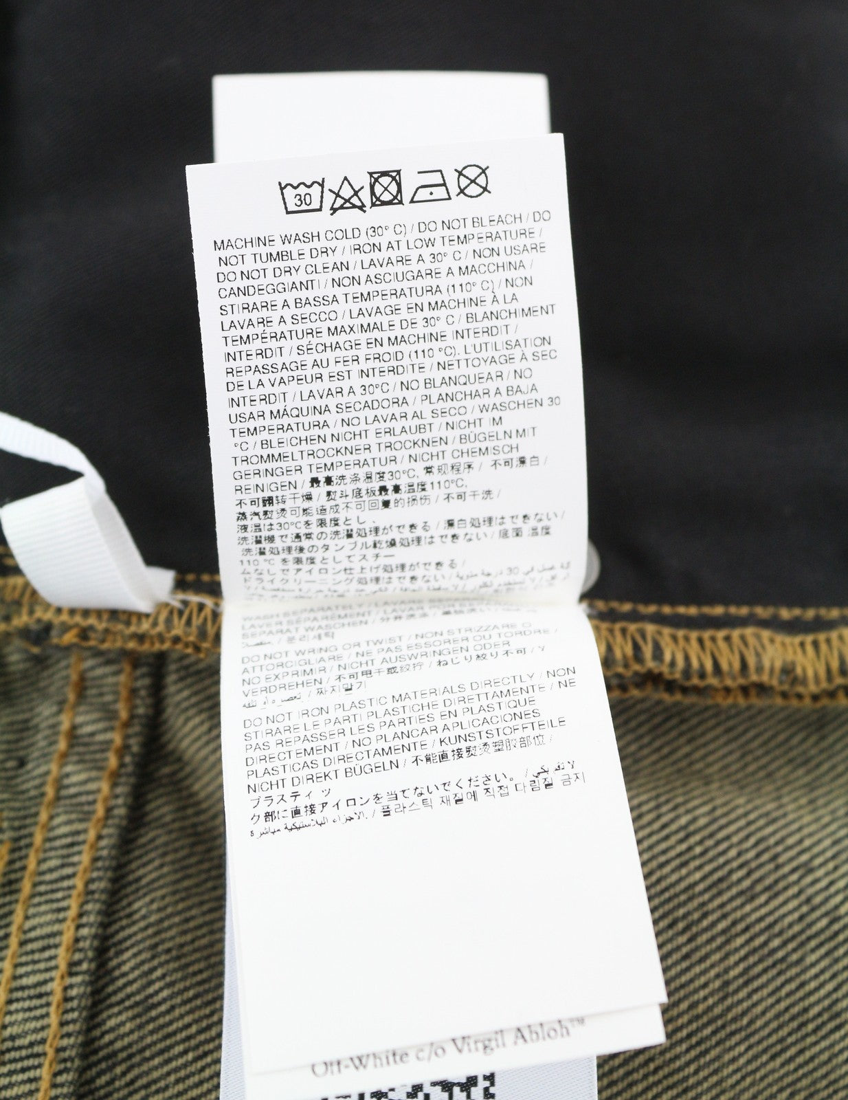 OFF-WHITE Men Jeans W34 Black Distress Faded Button Fly Regular Fit AW25