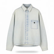AMBUSH Men Jacket M Light Blue Faded Washed Spread Neck Patch Pocket Denim