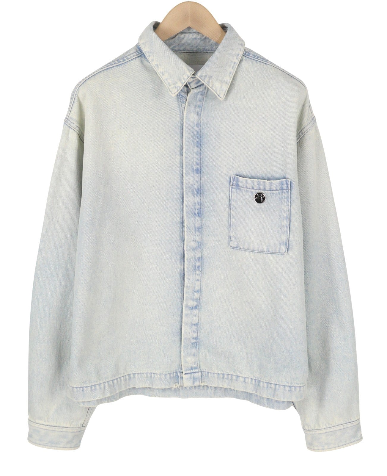 AMBUSH Men Jacket M Light Blue Faded Washed Spread Neck Patch Pocket Denim