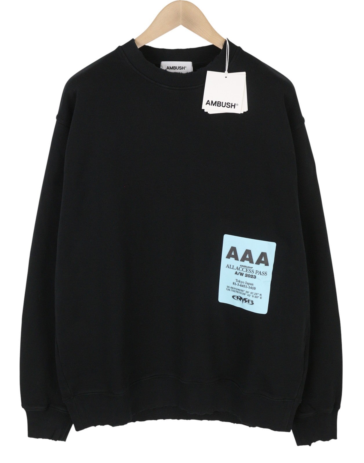 AMBUSH Pass Graphic Crewneck Tap Shoe Blanc Men Sweatshirt XL Distress RRP497