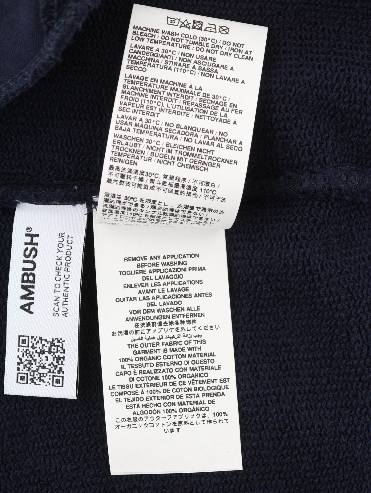 AMBUSH Ballchain Navy Men Hoodie M Faded Kangaroo Pocket Embroidered RRP1235