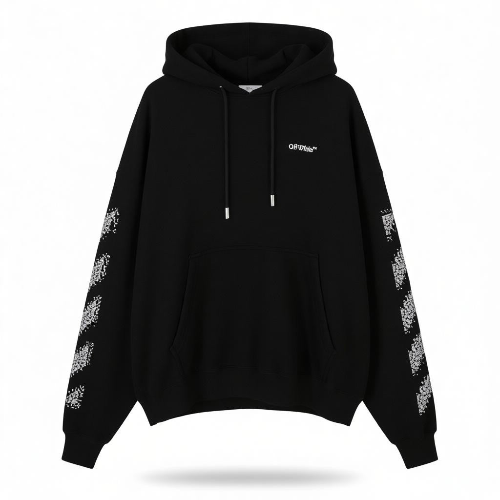 OFF-WHITE Scribble Men Hoodie XL Black Kangaroo Pocket Oversized Logo RRP539