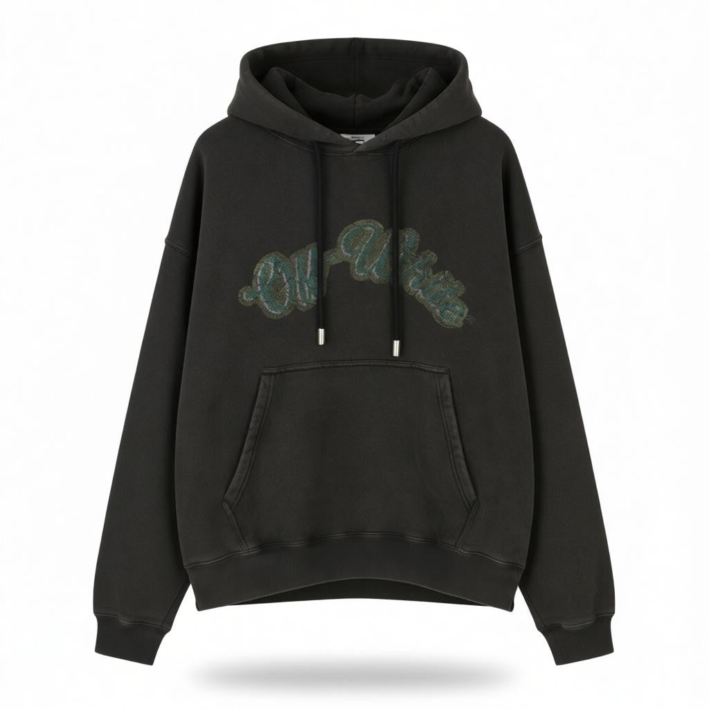 OFF-WHITE Bacchus Skate Men Hoodie XL Black Graphic Print Kangaroo Pocket RRP955