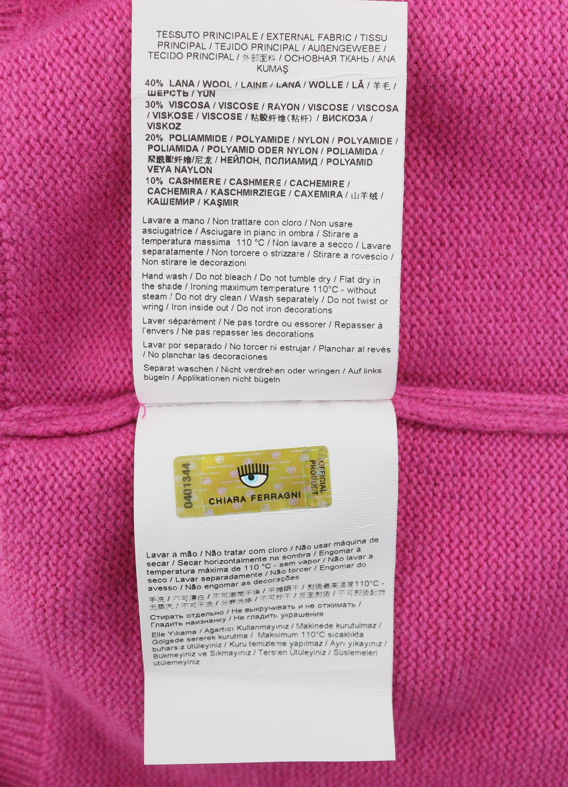 CHIARA FERRAGNI Maxilogo Mania Women Jumper M Wool Cashmere Blend Crop RRP248