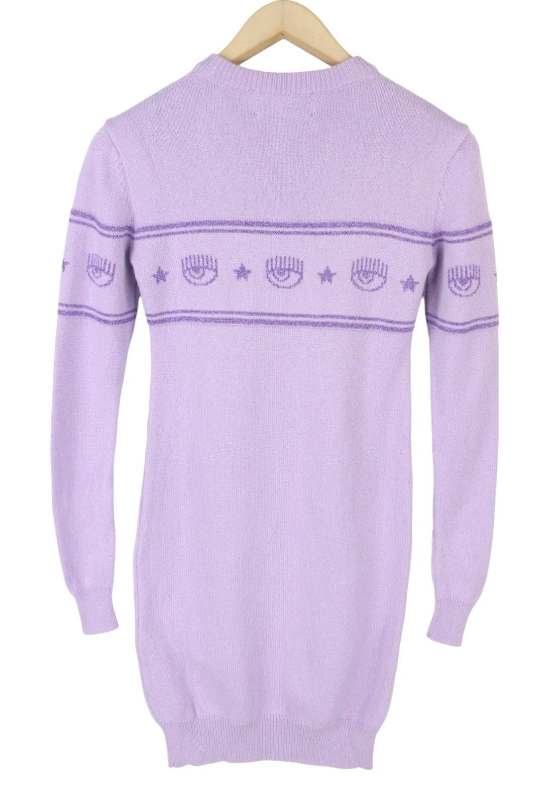 CHIARA FERRAGNI Women Dress 2XS Purple Wool Cashmere Blend Knit Mini RRP289