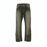 OFF-WHITE Men Jeans W32 Black Distress Faded Button Fly Regular Fit AW25