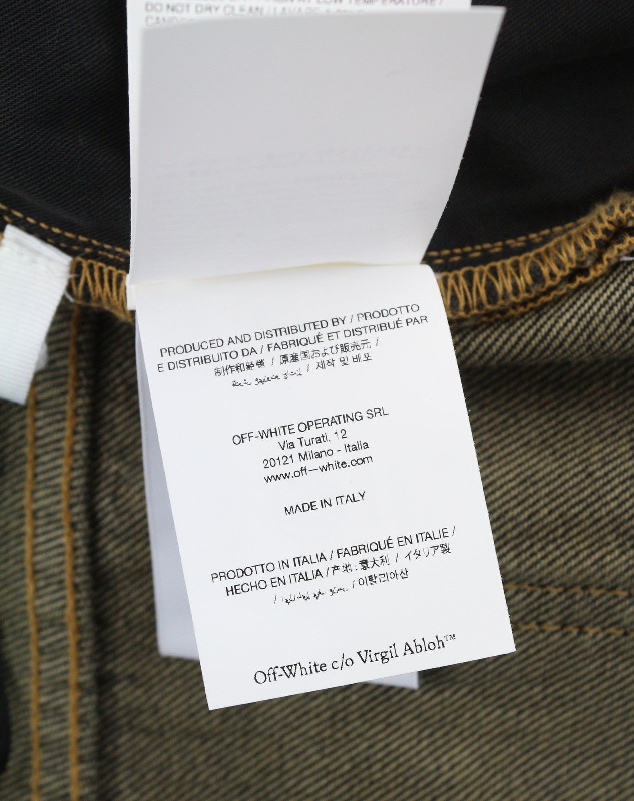 OFF-WHITE Men Jeans W32 Black Distress Faded Button Fly Regular Fit AW25