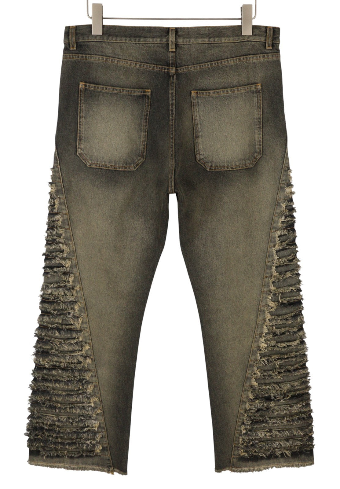 OFF-WHITE Men Jeans W32 Black Distress Faded Button Fly Regular Fit AW25