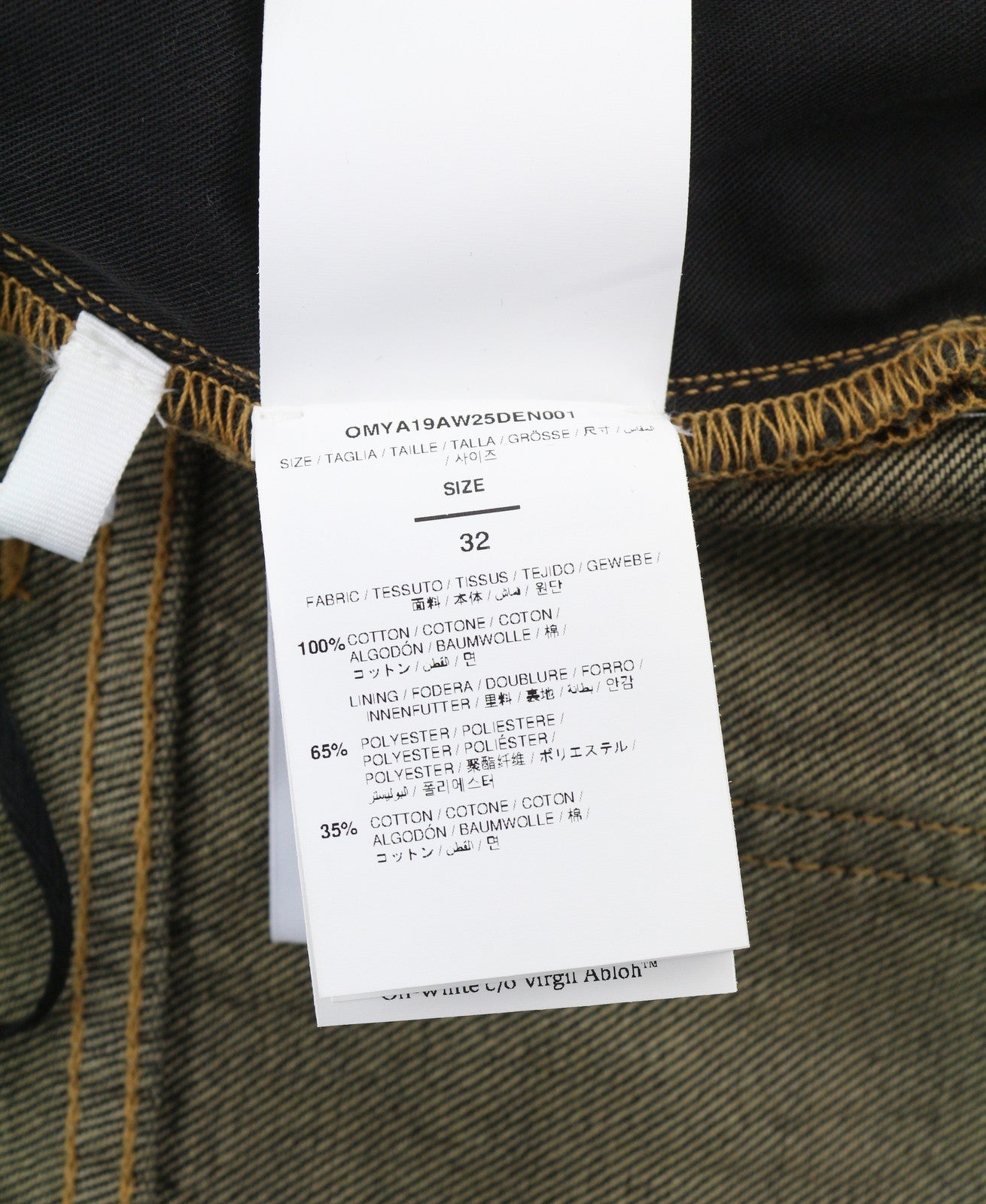 OFF-WHITE Men Jeans W32 Black Distress Faded Button Fly Regular Fit AW25