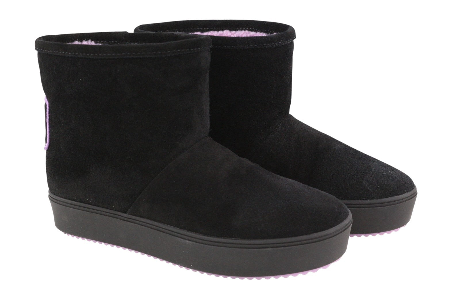 CHIARA FERRAGNI Ankle Eyelike Black Suede Women Boots EU38 Fleece Inside RRP275