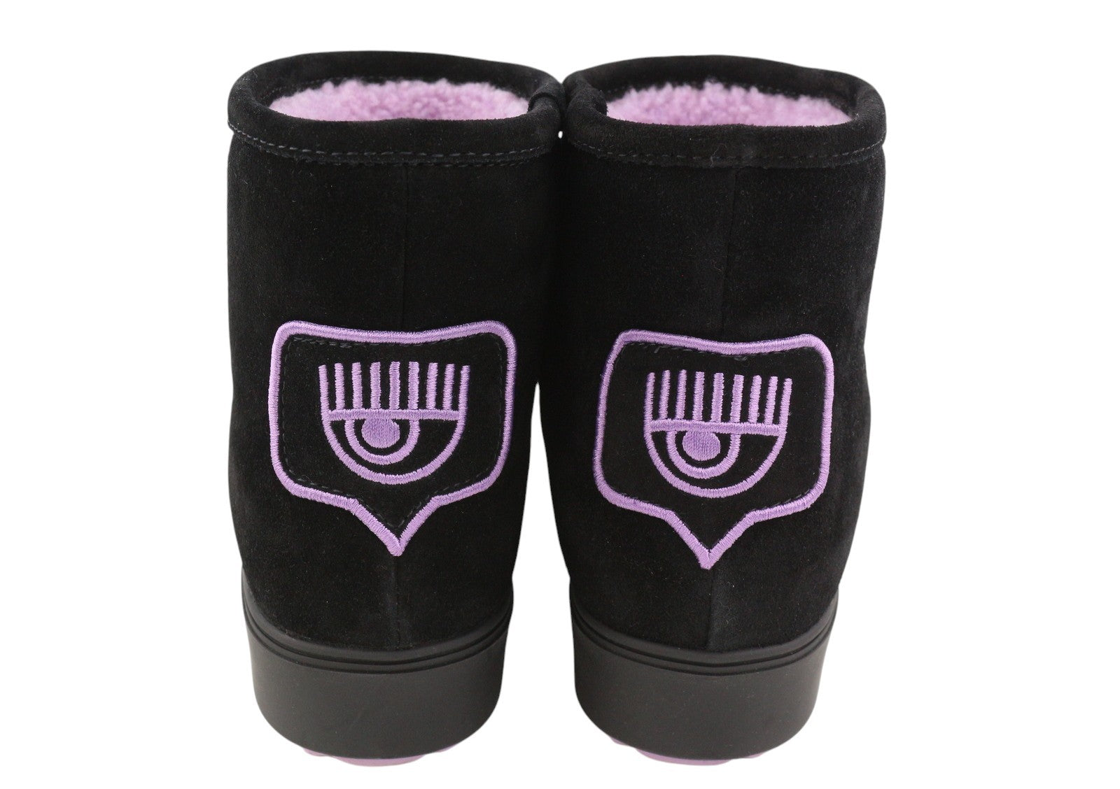 CHIARA FERRAGNI Ankle Eyelike Black Suede Women Boots EU38 Fleece Inside RRP275