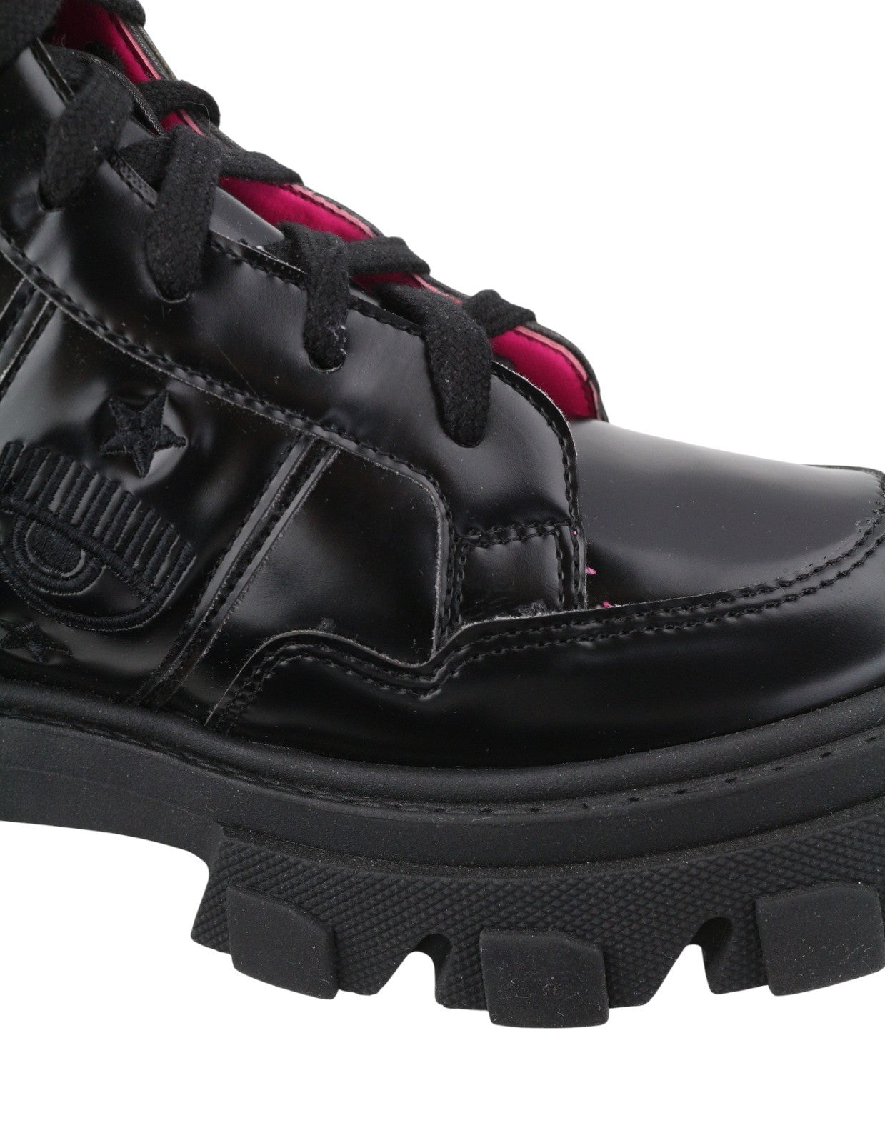 CHIARA FERRAGNI Vegan Abraded Leather Women Boots EU38 Black Chunky Sole RRP322