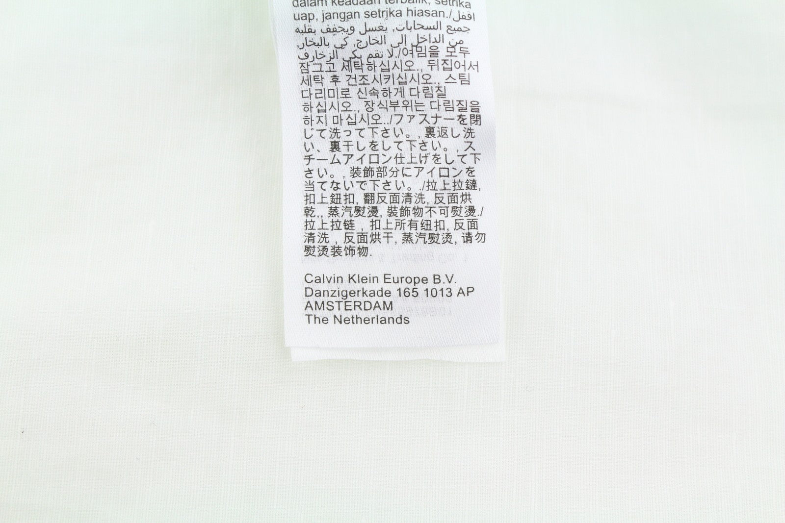 CALVIN KLEIN Men Shirt M White Linen Blend Spread Neck Button-Up Patch Pocket