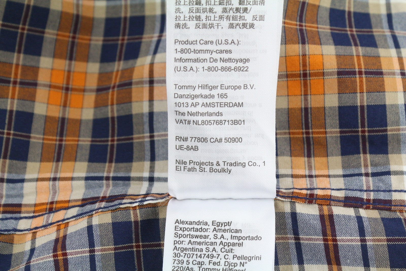 TOMMY HILFIGER THFlex Poplin Men Shirt M Plaid Colourful Button-Down Neck Casual