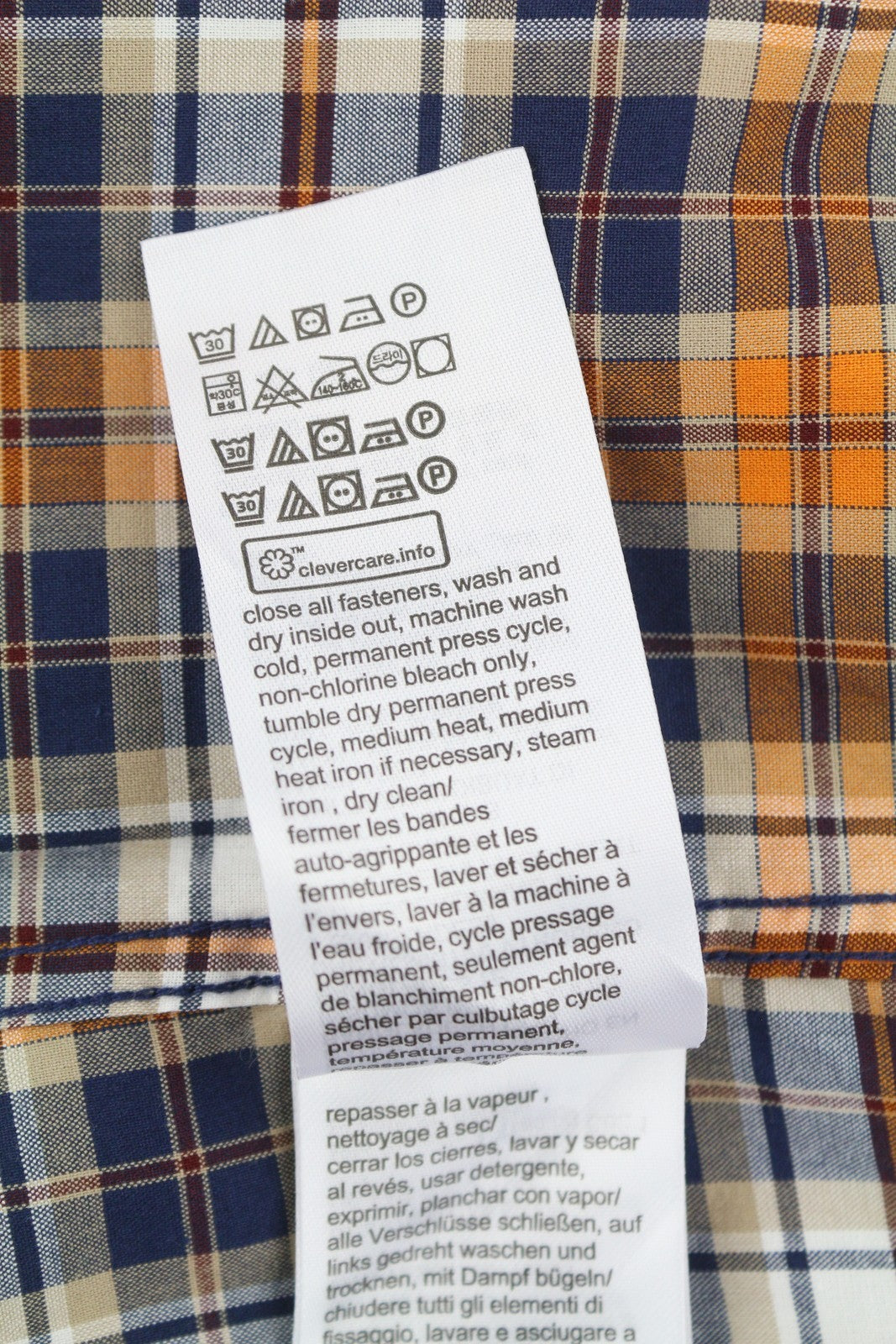 TOMMY HILFIGER THFlex Poplin Men Shirt M Plaid Colourful Button-Down Neck Casual