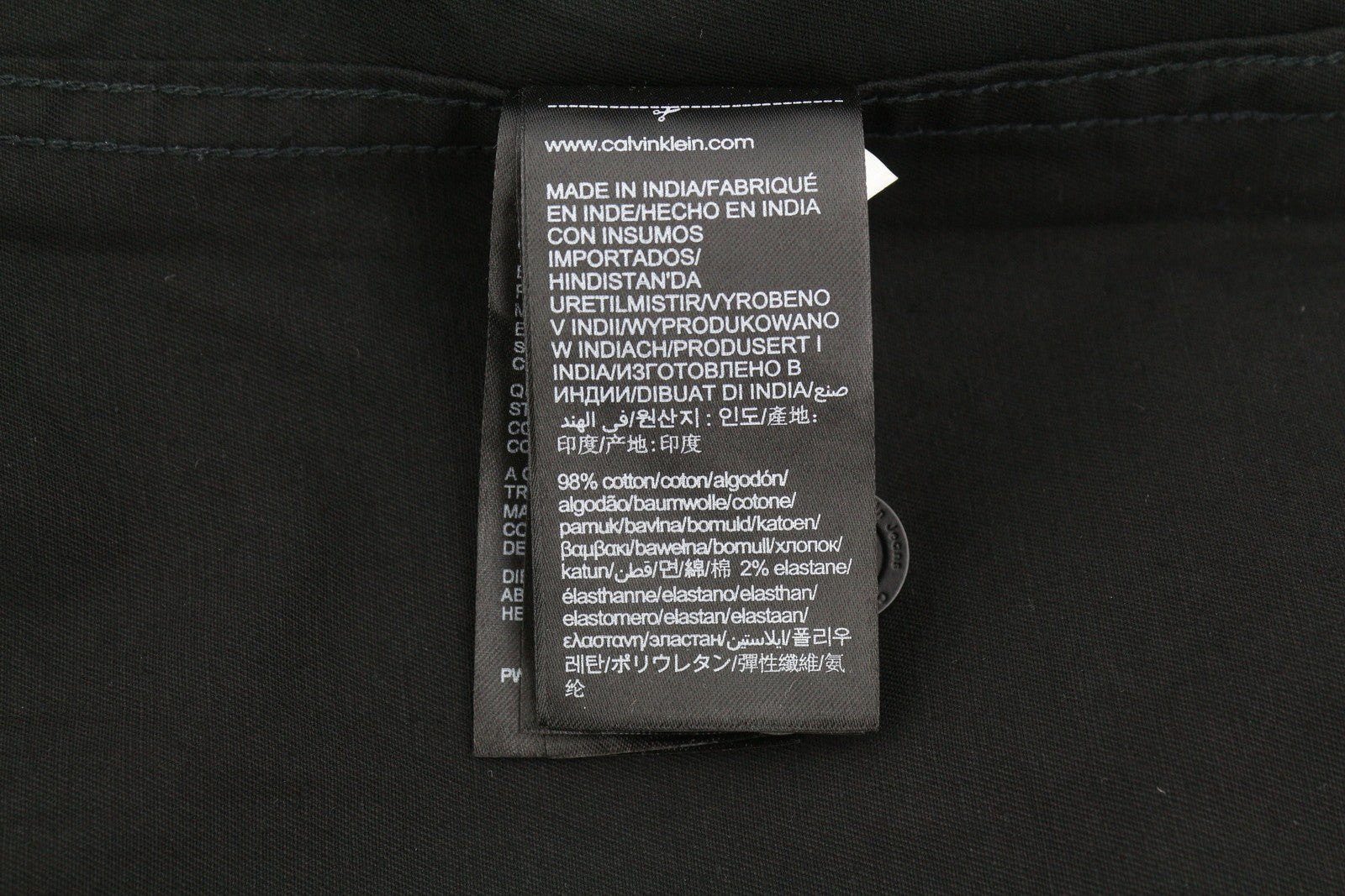 CALVIN KLEIN Men Shirt L Black Regular Fit Spread Neck Button-Up Dark Casual