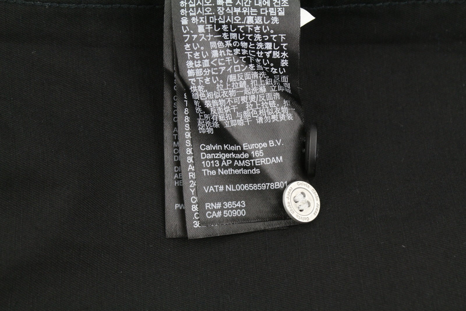 CALVIN KLEIN Men Shirt L Black Regular Fit Spread Neck Button-Up Dark Casual